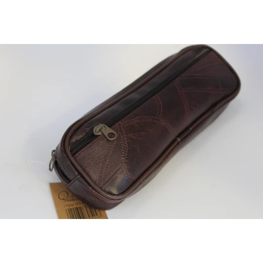 Brown Leather Pencil Case – Classic Textured Design Brown Leather Pencil Case – Classic Textured Design