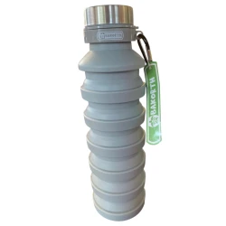 BAKORTH Collapsible Water Bottle – 600ml Capacity – Metal Lid with Carabiner – Compact &amp; Outdoor Design