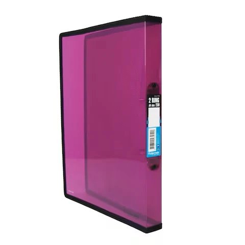 Foldermate 2-Ring Plastic Binder – A4 Size – Pink Cover with Black Spine – Model 239