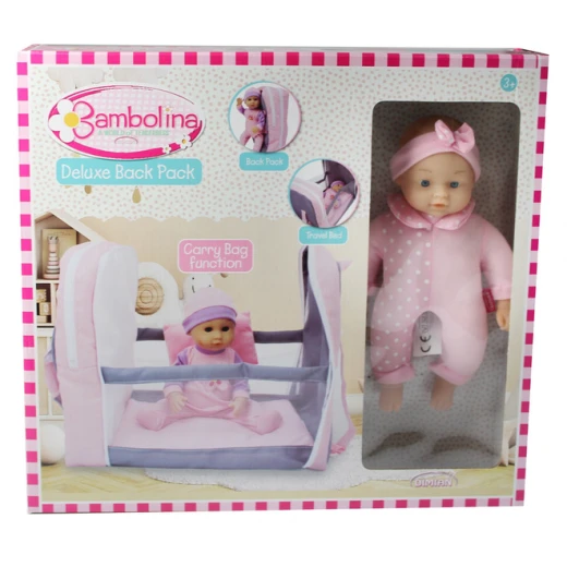 Bambolina Deluxe Back Pack – Baby Doll with Convertible Travel Bed, Suitable for Ages 3 & Up