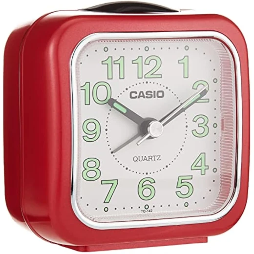 Casio TQ-142-4DF Small Alarm Clock, Compact Travel Clock, Red, Clear Display, Precise Alarm Setting, Battery Included, Durable Plastic Build Casio TQ-142-4DF Small Alarm Clock, Compact Travel Clock, Red, Clear Display, Precise Alarm Setting, Battery Included, Durable Plastic Build