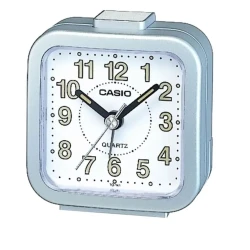 Casio TQ-141-8DF Small Alarm Clock, Compact Gray Travel Clock, Clear Display, Precise Alarm, Battery Included, Lightweight &amp; Durable, 67×64×34 mm