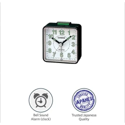 Casio TQ-369-1DF Small Alarm Clock, Compact Black Travel Clock with Clear Display, Battery Included, Precise Time &amp;amp; Alarm Setting, Durable Plastic Body