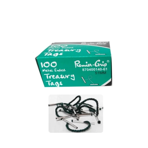 Premier-Grip Treasury Tags – 51mm, Metal Ends, Box of 100