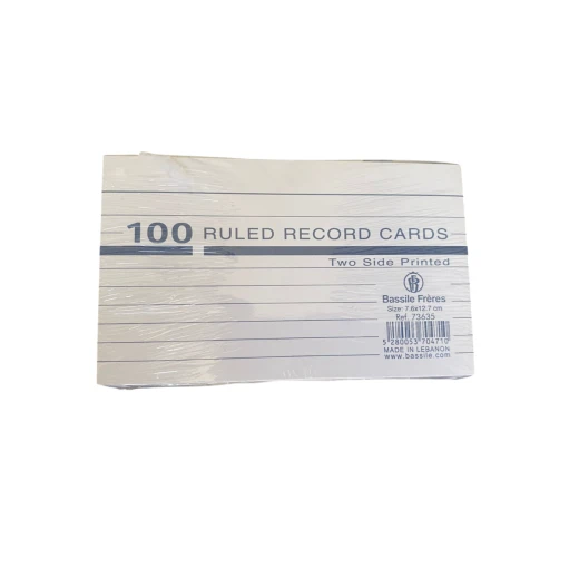Bassile Frères Double-Sided Ruled Record Cards – 100 Cards – Size 7.6 × 12.7 cm Bassile Frères Double-Sided Ruled Record Cards – 100 Cards – Size 7.6 × 12.7 cm