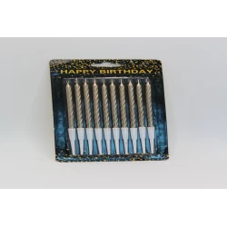 Metallic Spiral Birthday Candle Set – 10 Candles in Premium Packaging