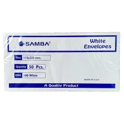 SAMBA White Envelopes – 50 Pieces (Size: 115×225 mm, 100 GSM)
