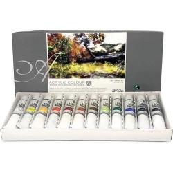 Maries Acrylic Colour Paint Set - 12 Colors, 12 ml Each