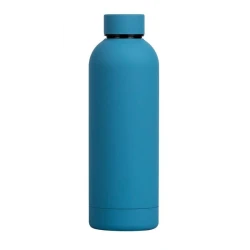 Dark Blue Matte Travel Bottle Insulated, Leak-Proof, Durable Stainless Steel Water Bottle for Hot &amp; Cold Drinks, Portable with Screw-On Cap &amp; Carrying Loop, 500 ml 17oz