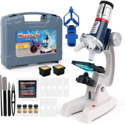 Kids Beginner Microscope Kit with Case and Lenses (100X - 400X - 1200X)
