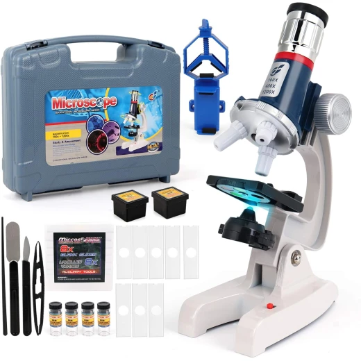 Kids Beginner Microscope Kit with Case and Lenses (100X - 400X - 1200X) Kids Beginner Microscope Kit with Case and Lenses (100X - 400X - 1200X)