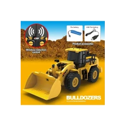 Remote Control Bulldozer Toy – Realistic 24cm Construction Vehicle with Controller &amp; Rechargeable Battery