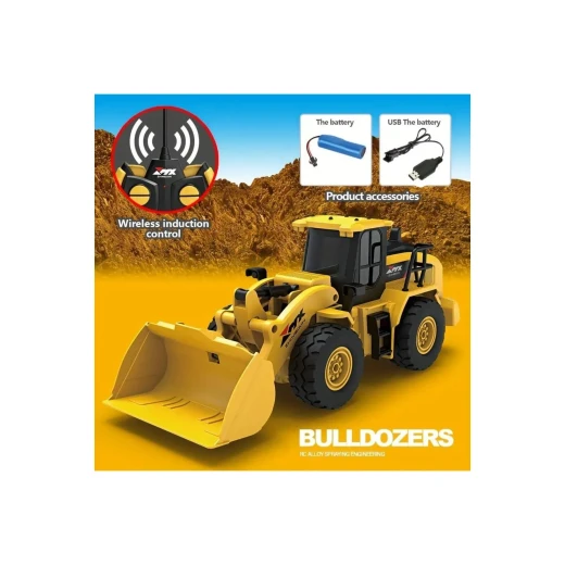 Remote Control Bulldozer Toy – Realistic 24cm Construction Vehicle with Controller & Rechargeable Battery Remote Control Bulldozer Toy – Realistic 24cm Construction Vehicle with Controller & Rechargeable Battery