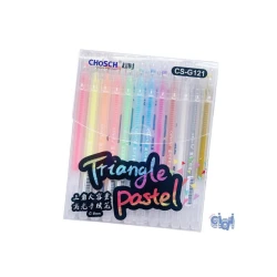 CHOSCH Triangle Pastel Pen Set 0.6mm Fine Tip Soft Color Ink with Comfortable Grip Ergonomic Design with Transparent Case Ideal for Drawing, Journaling &amp;amp; Notes