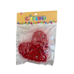 CRAFTLAND Woven Red Hearts for Crafts, Set of 2 Plastic Thread Hearts, Handmade Look for Cards, Gifts, Decorations &amp; School Projects, Safe for Kids