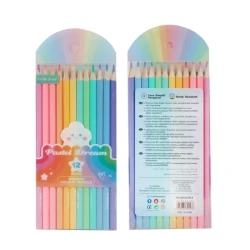 Little Tree Pastel Dream Colored Pencil Set Break-Resistant Lead, Non-Toxic, EN71 Certified Bright, Long-Lasting Colors 12 Pencils in Stylish Gift Packaging