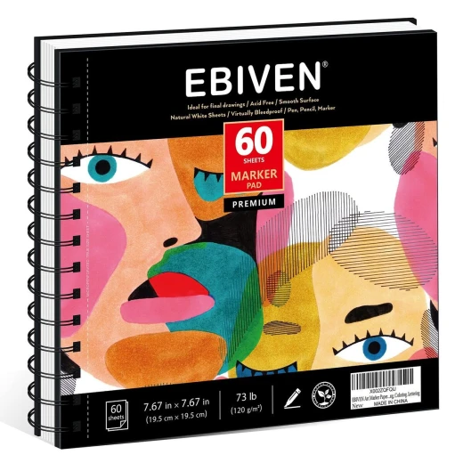 EBIVEN Premium Marker Pad 60 Sheets, Acid-Free Paper Smooth Surface for Markers, Pens, Pencils & Watercolors High-Quality Natural White Paper EBIVEN Premium Marker Pad 60 Sheets, Acid-Free Paper Smooth Surface for Markers, Pens, Pencils & Watercolors High-Quality Natural White Paper