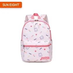 SUN EIGHT Children’s Bunny &amp; Floral Pattern Backpack – Soft Pink Design