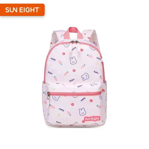SUN EIGHT Children’s Bunny & Floral Pattern Backpack – Soft Pink Design SUN EIGHT Children’s Bunny & Floral Pattern Backpack – Soft Pink Design