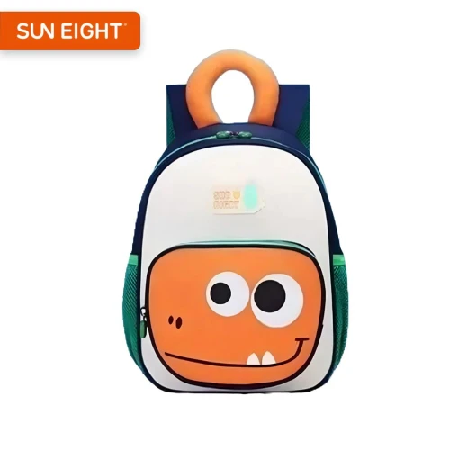 SUN EIGHT Children's Cartoon Face Backpack – Multi-Pocket Design SUN EIGHT Children's Cartoon Face Backpack – Multi-Pocket Design