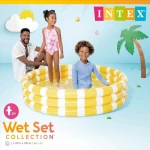 INTEX 58432 Zesty Lemon Inflatable Pool 147 x 33 cm, 330L Capacity, 3-Ring Design, Durable Vinyl, Vibrant Lemon Theme, Includes Repair Patch For Kids Age 2+ - Intex