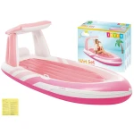 Intex Panini Pink Paradise Inflatable Lounger 57804 244x119x97 cm, Designed for 1 Person (Max 100 kg), Includes Inflatable Canopy, Cup Holders, Safety Handles, High-Quality Vinyl, Repair Patch Included - Intex