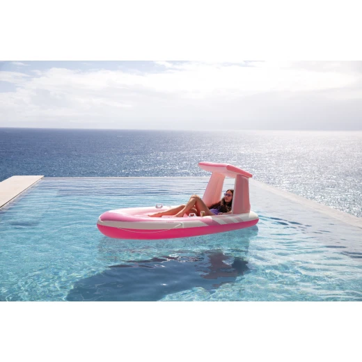 Intex Panini Pink Paradise Inflatable Lounger 57804 244x119x97 cm, Designed for 1 Person (Max 100 kg), Includes Inflatable Canopy, Cup Holders, Safety Handles, High-Quality Vinyl, Repair Patch Included - Intex - Image 2