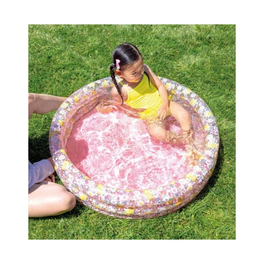 Intex Sweet Blossom Inflatable Baby Pool 86 × 25 cm, 56L Capacity Floral Design with Soft Inflatable Bottom For Ages 1–3 Includes Repair Patch - Intex - Image 2