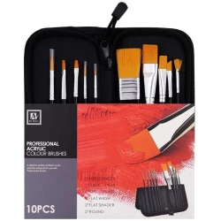 Art Nation Professional Acrylic Colour Brushes Set - 10 Pieces