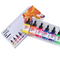 Neon Acrylic Ink Set - 6 Colors, 30 ml Each