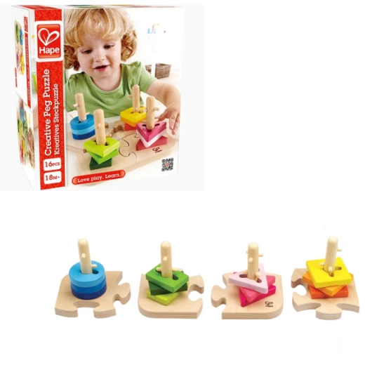 Hape Creative Peg Puzzle – Wooden Peg Puzzle Board for Toddlers Promoting Fine Motor Skills &amp; Problem Solving - Hape - Image 3