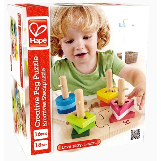 Hape Creative Peg Puzzle – Wooden Peg Puzzle Board for Toddlers Promoting Fine Motor Skills &amp; Problem Solving - Hape - Image 2