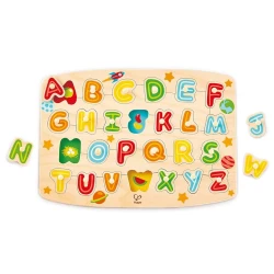 Hape Alphabet Peg Puzzle – Wooden Alphabet Matching Puzzle for Early Literacy and Fine Motor Skills
