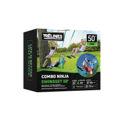 Treelines Combo Ninja Swingset 50 ft Outdoor Obstacle Course with 57 Pieces, Supports Up to 250 lbs, for Kids Aged 5+