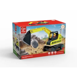 Hape Dig 'n Dump Excavator – Wooden Construction Vehicle for Imaginative Digging and Dumping Play