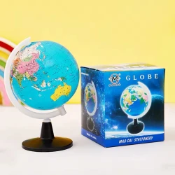 Small Desktop Globe 8.5 cm Diameter Modern World Globe with Black Base &amp; White Frame Clear Map Details of Continents &amp; Countries Ideal for Office, Classroom, or Gift