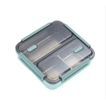 Lunchbox with 3 Compartments Food Storage Container with Transparent Lid &amp; Yellow Handles Durable, Portable, Easy-to-Clean Bento Box for School, Work &amp; Travel - Stoys