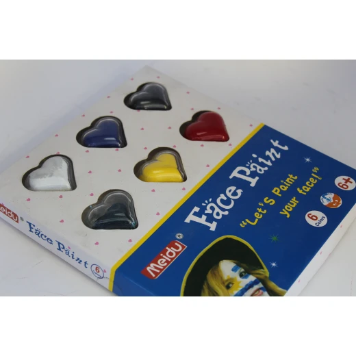 Meidu Face Paint Set – 6 Heart-Shaped Colours - Sstationery - Image 3