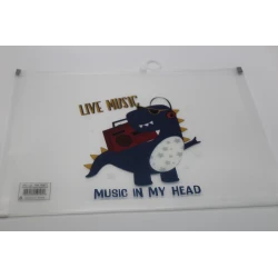 Transparent A4 Plastic Folder with Cartoon Dinosaur Design