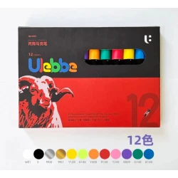 Ulebbe Acrylic Marker Pen Set 12 Vibrant Colors Including Gold, White &amp; Bronze Waterproof &amp; Sun-Proof Pigment Ink Fade-Resistant, Non-Toxic Ideal for Art, Crafts &amp; DIY Projects