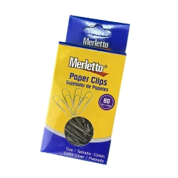 Merletto Paper Clips, 80 Pieces, 33mm Silver Metal Clips for Office &amp; School Use