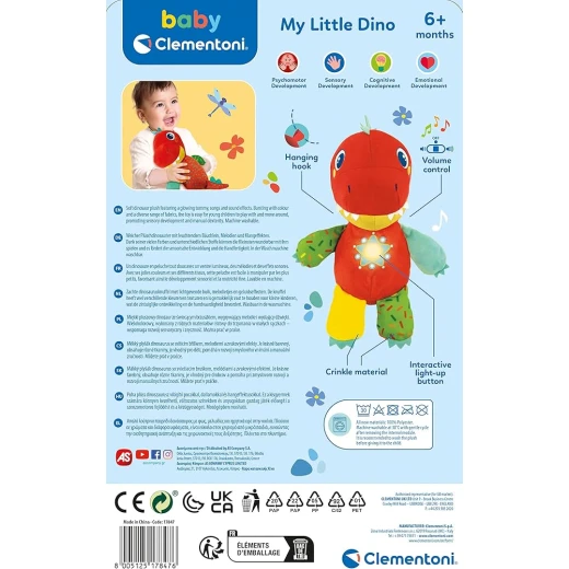 My Little Dino" – Interactive Plush Dinosaur for Babies 6 Months &amp; Up, by Clementoni - Clementoni - Image 3