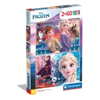 Clementoni – Frozen 2 Supercolor Puzzle – 2 × 60-Piece Jigsaw Set – Model 21609 – Made in Italy