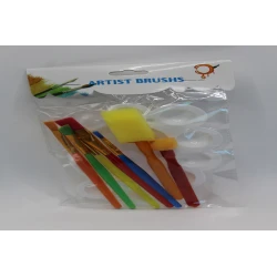Artist Brush Set – 5 Colorful Brushes + 2 Foam Brushes
