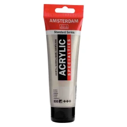 Amsterdam Acrylic Paint Silver, 120 ml Metallic Opaque Acrylic Paint for Canvas, Paper &amp; Wood Shimmering Finish Part of Specialties Series
