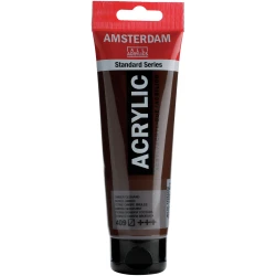 Amsterdam Acrylic Paint Burnt Umber, 120 ml Warm Opaque Brown Acrylic High Coverage Standard Series For Canvas, Paper &amp; Wood