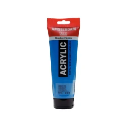 Amsterdam Acrylic Paint Primary Cyan, 120 ml Opaque Acrylic Paint with Strong Coverage Vibrant Color Standard Series For Canvas, Paper &amp; Wood