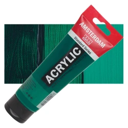 Amsterdam Acrylic Paint Phthalo Green, 120 ml Opaque Acrylic Paint with Strong Coverage Vibrant Color Standard Series For Canvas, Paper &amp; Wood