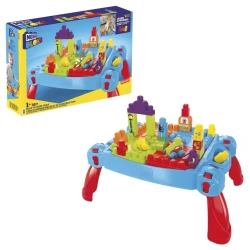 MEGA BLOKS  Build 'n Learn Table – 30-Piece Toddler Building Set with Rolling Vehicle – Model FGV05 – by Mattel