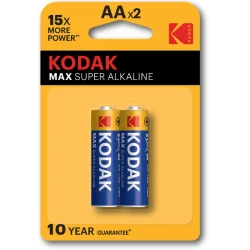 Kodak Max Super Alkaline AA Battery, 1.5V, Pack of 2